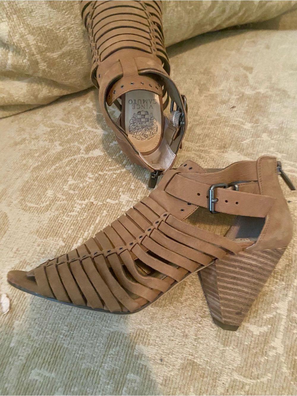 Vince Camuto Brown Strappy Pointed Heel Sandal